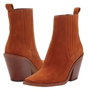 Vince Camuto Suede Squared Toe Block Heeled Bootie